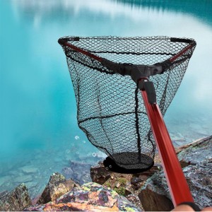 Portable Triangular Brail Folding Fishing Net Landing Net with Pole Rod