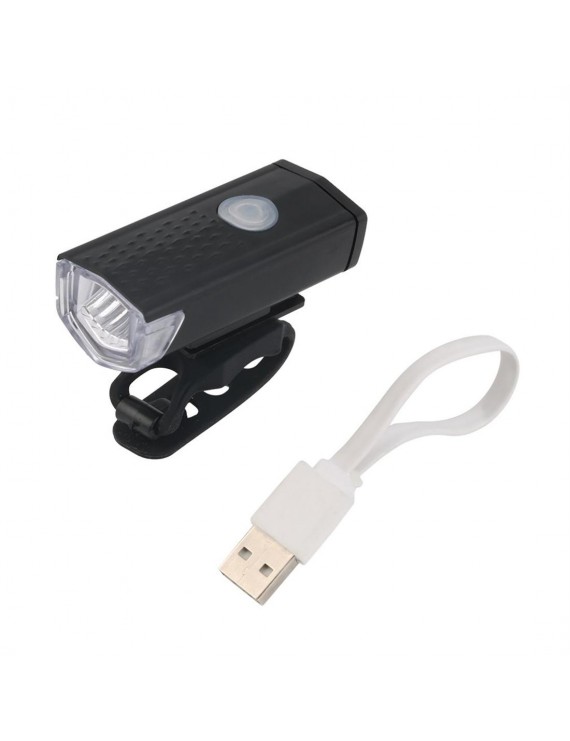 USB Rechargeable Bike Head / Front White Light Lamp Black Bicycle Cycling