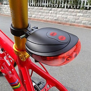 Cycling Bike Rear Tail Safety Warning 5 LED+ 2 Laser Flashing Lamp Light