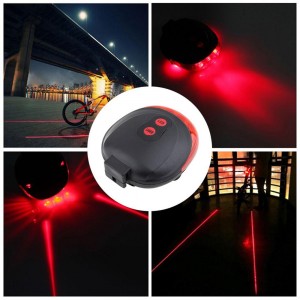 Cycling Bike Rear Tail Safety Warning 5 LED+ 2 Laser Flashing Lamp Light