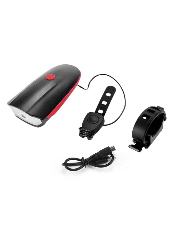 USB Charge Bycicle LED Light Electric Horn Headlight Handlebar Flashlight