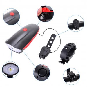 USB Charge Bycicle LED Light Electric Horn Headlight Handlebar Flashlight